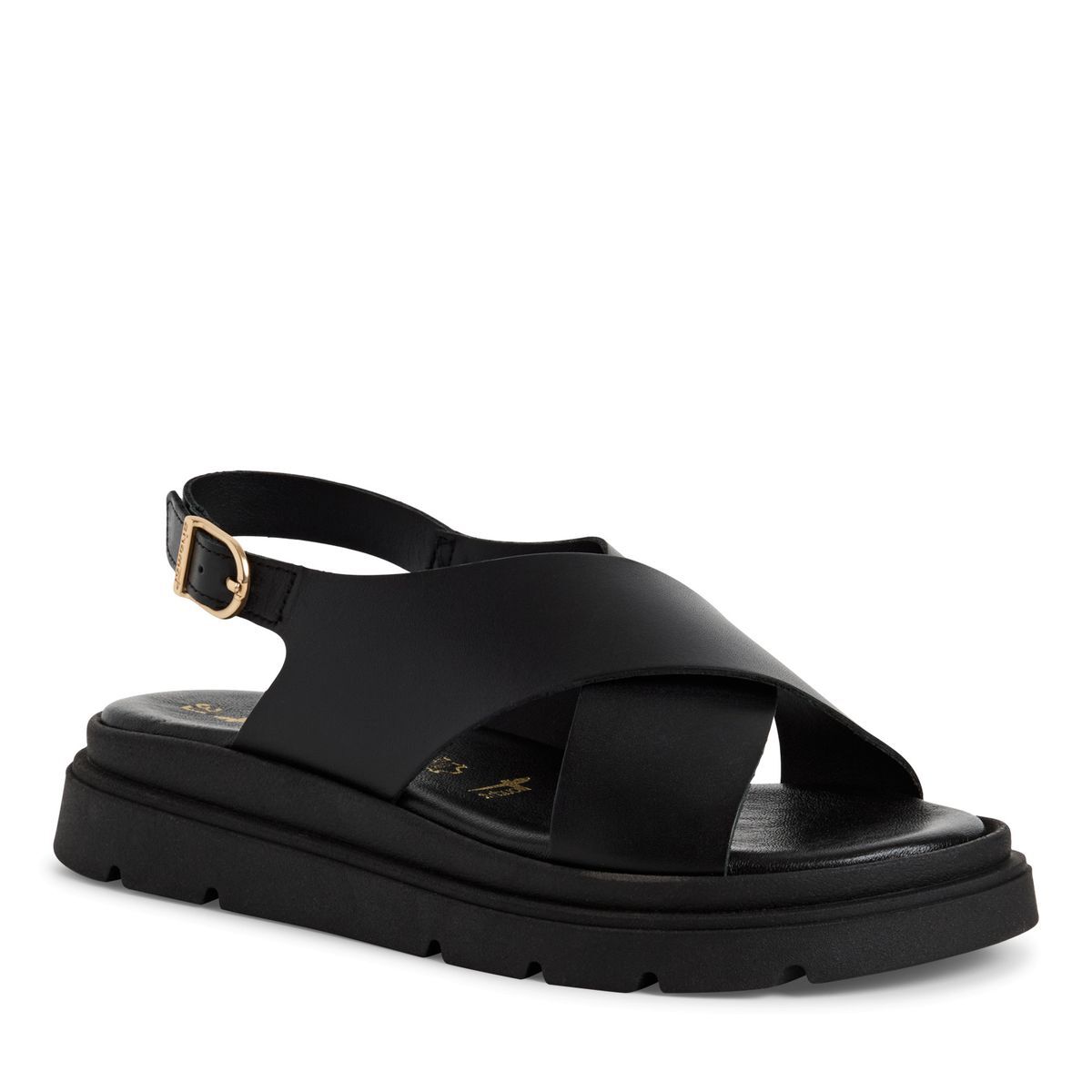 Sandale à talon en cuir noir cuir, TAMARIS