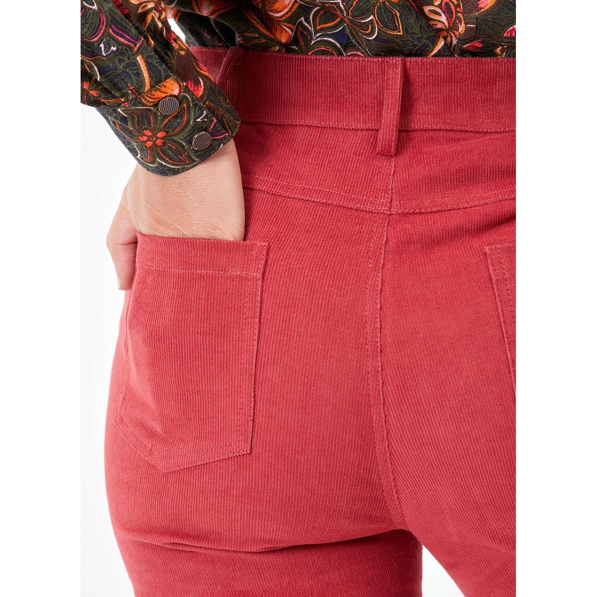 Pantalon velours coupe flare LULU rouge framboise, PRINCESSE NOMADE