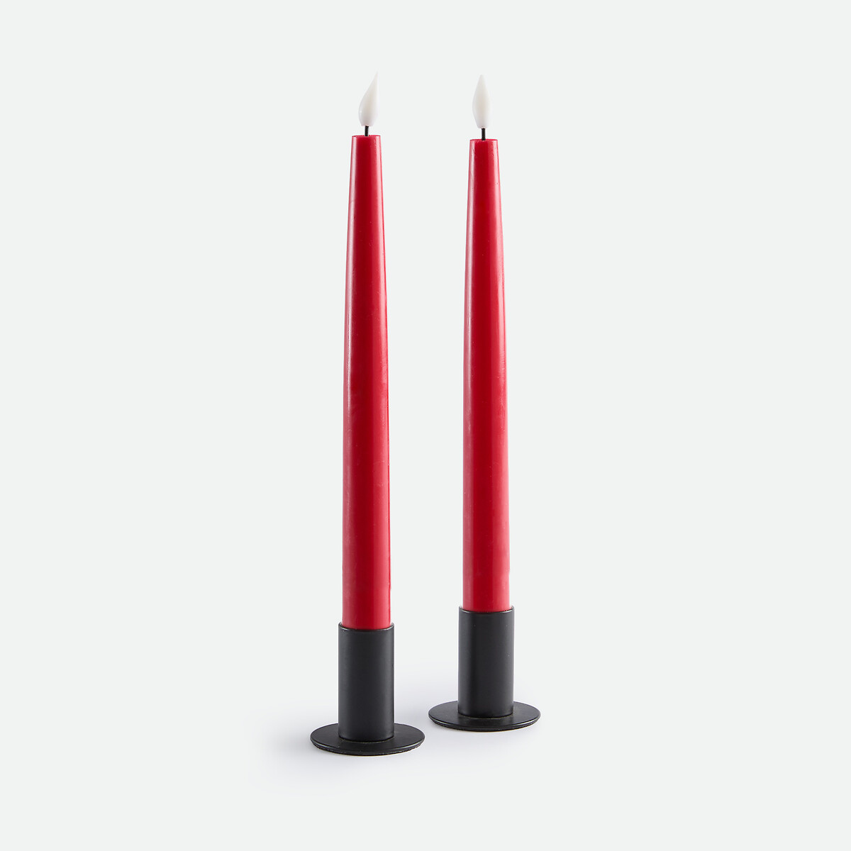 Lot de 2 bougies LED, en cire, hauteur 24,5 cm rouge, LA REDOUTE INTERIEURS
