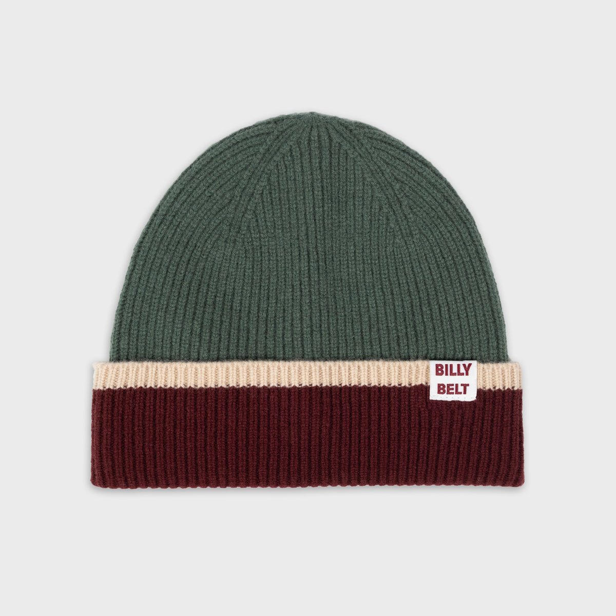 Bonnet en laine vert et bordeaux, BILLYBELT