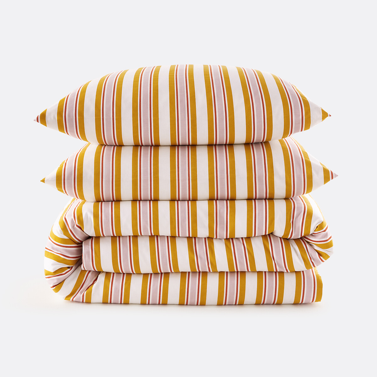 Parure de lit 30% de coton recyclé, taie carrée, DAIRIS jaune/mauve, LA REDOUTE INTERIEURS