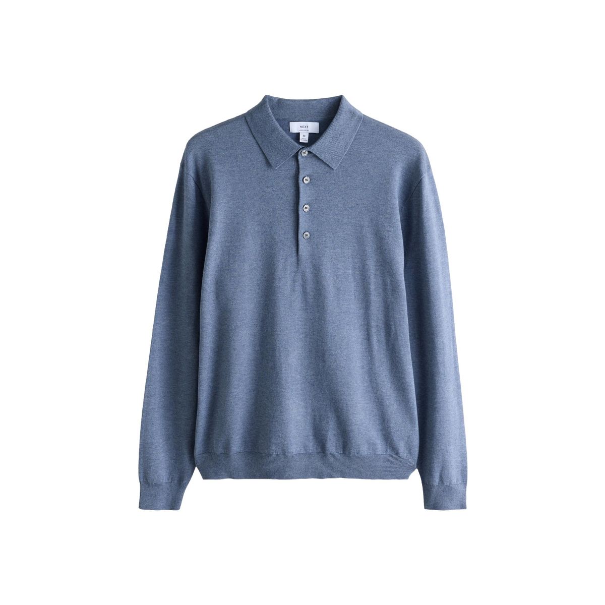 Polo en maille à manches longues bleu moyen, NEXT