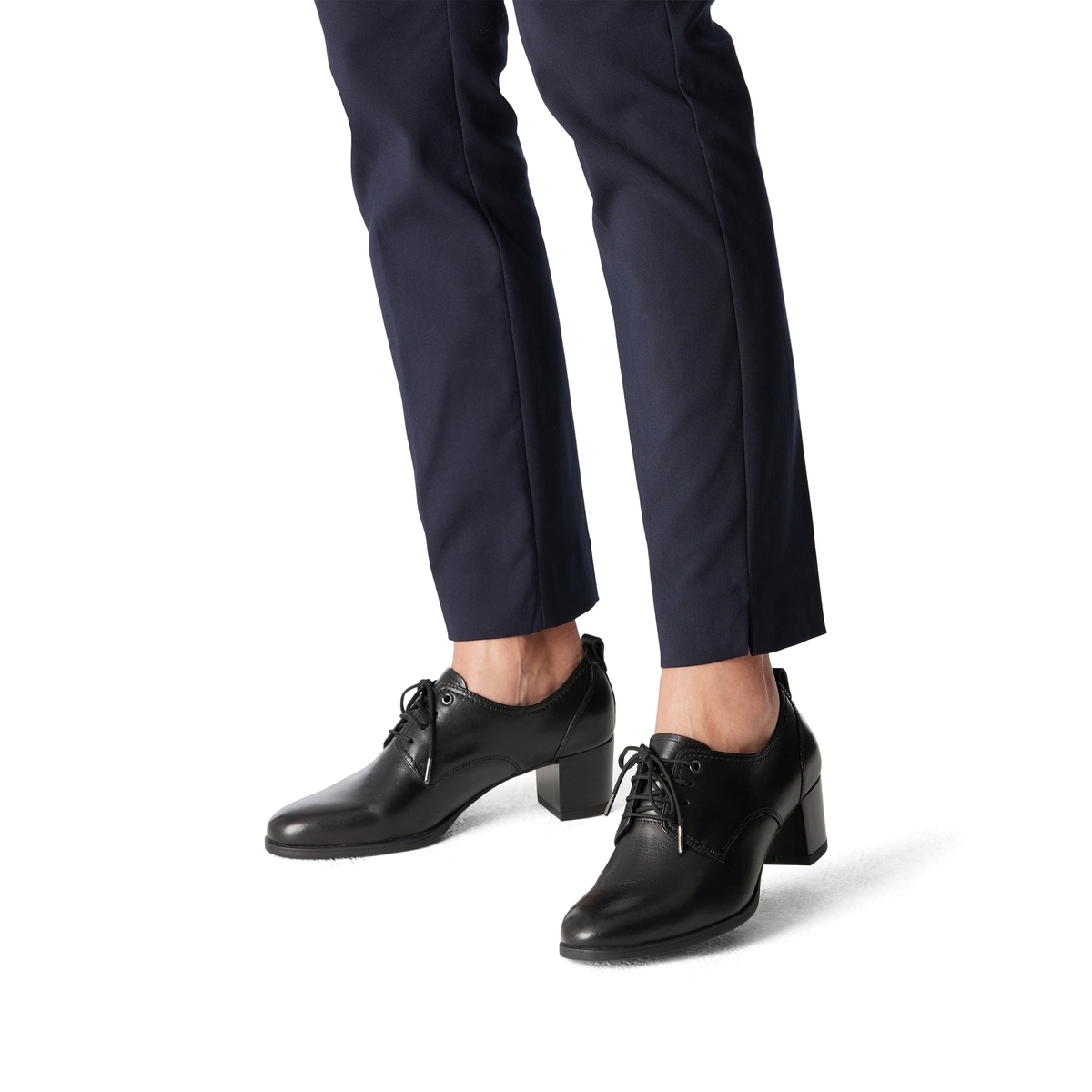 Derbies richelieu à talon, cuir noir, TAMARIS