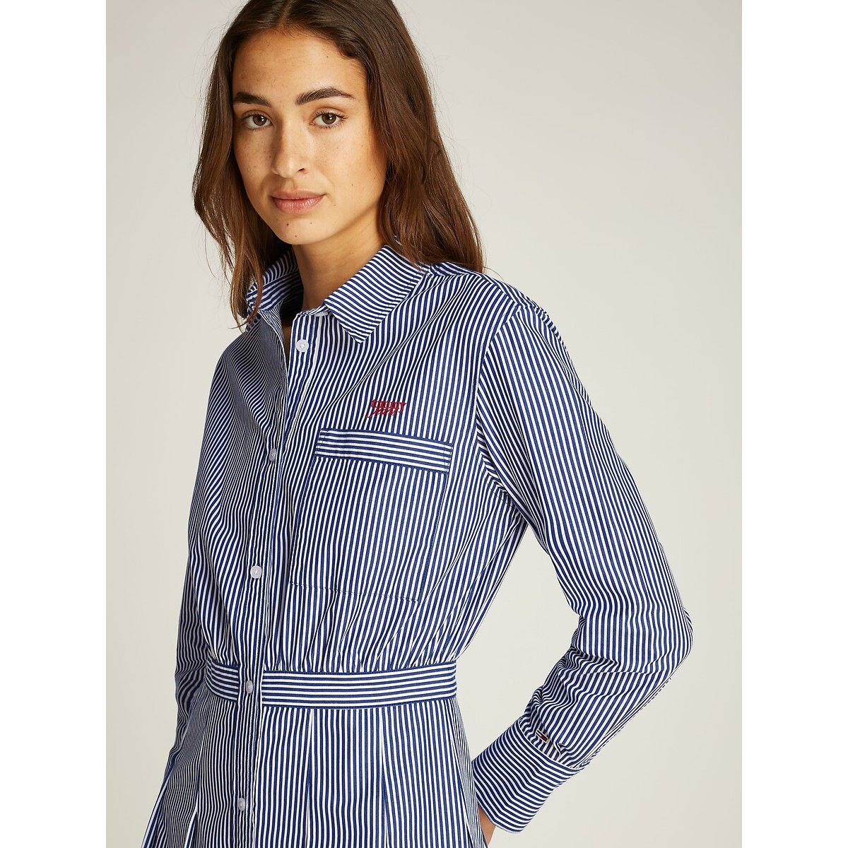 Gestreiftes Hemdblusenkleid blau, TOMMY JEANS