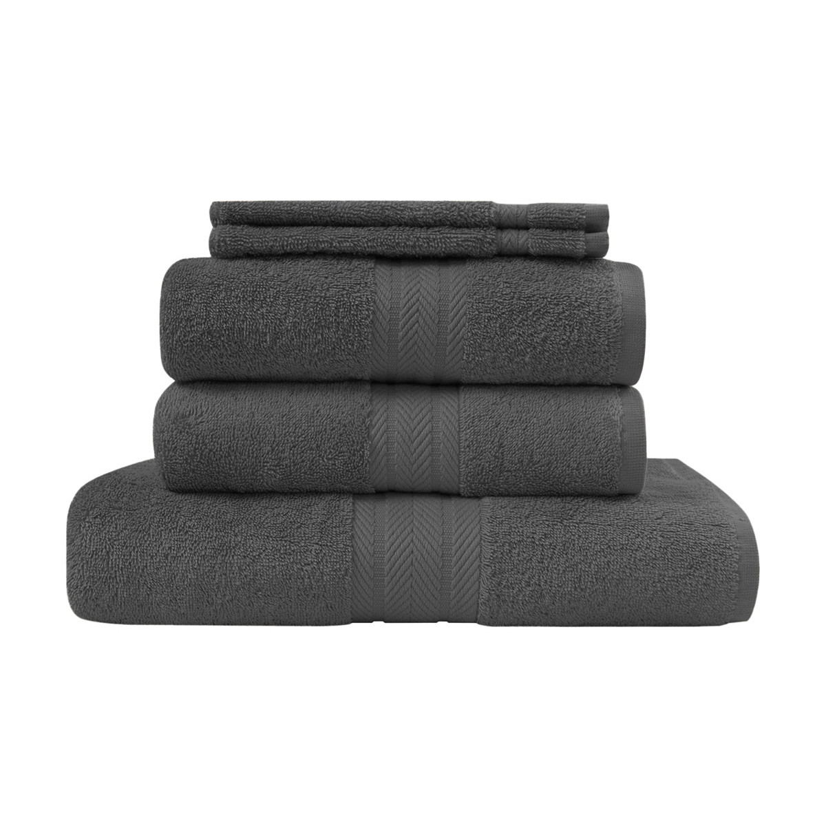 Ensemble de bain 5 pièces (1 drap de bain + 2 serviettes de toilette + 2 gants) LUXURY anthracite, SENSEI MAISON
