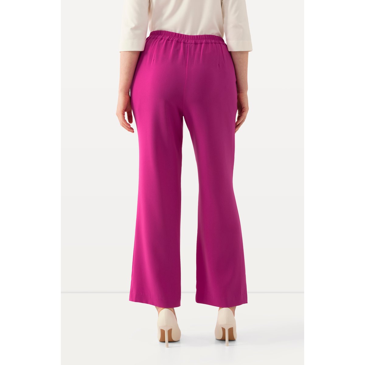 Pantalon de tailleur à jambe droite et large magenta, ULLA POPKEN