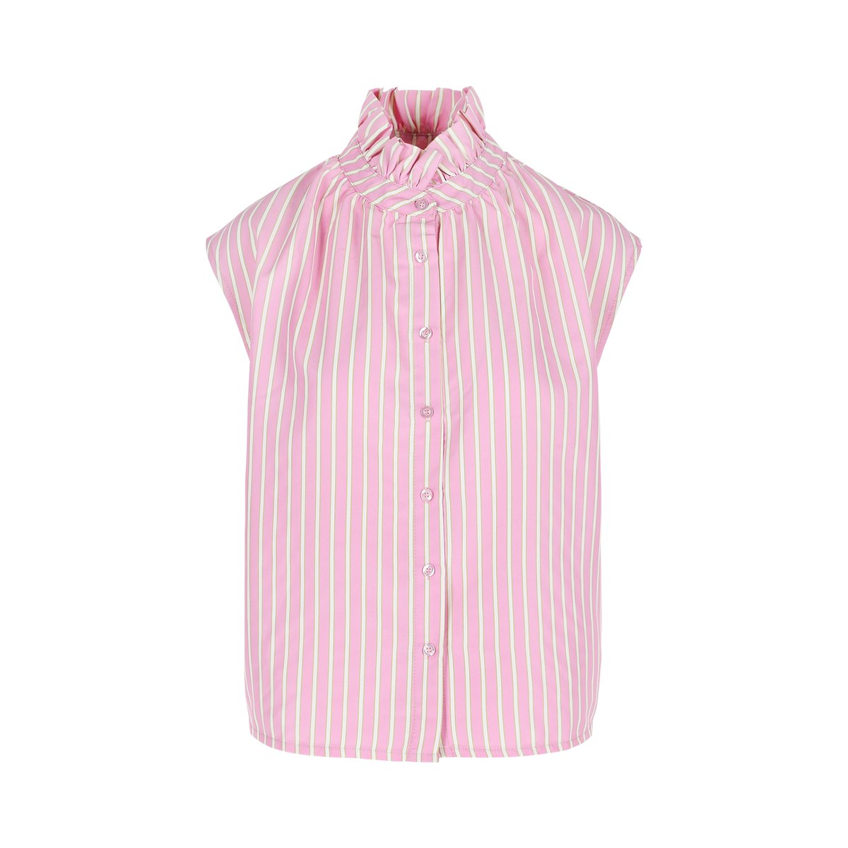 Chemise rayée volantée rose clair, LOLALIZA