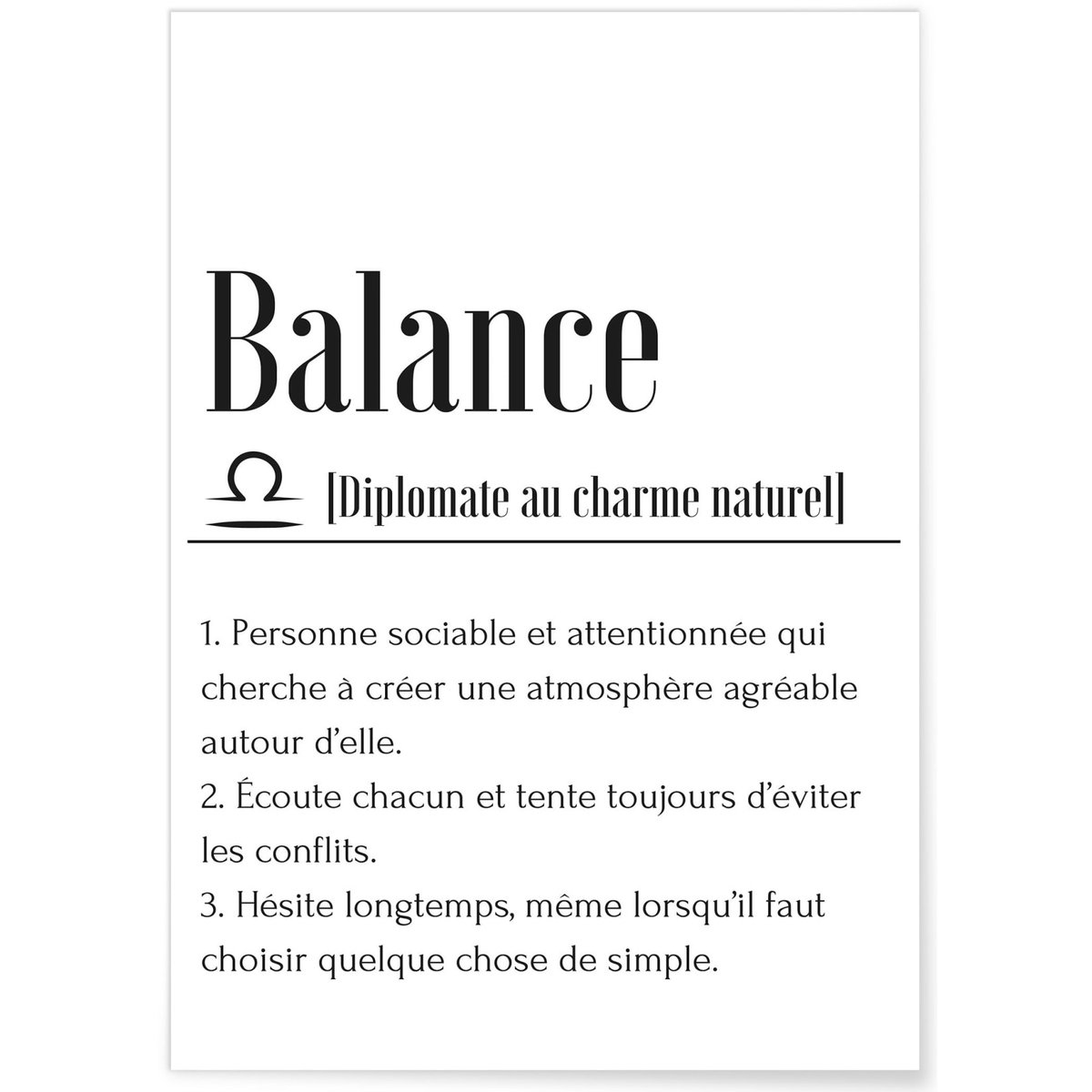 Affiche Définition Balance blanc, L'AFFICHERIE