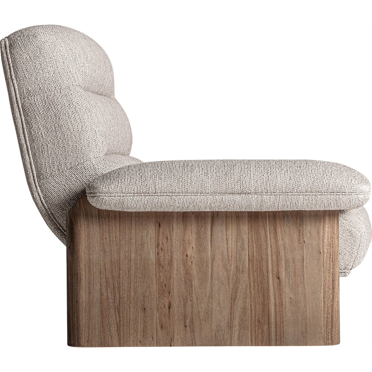 Fauteuil en jacquard, Finition bois vieilli marron vieilli et beige naturel, RECOLLECTION