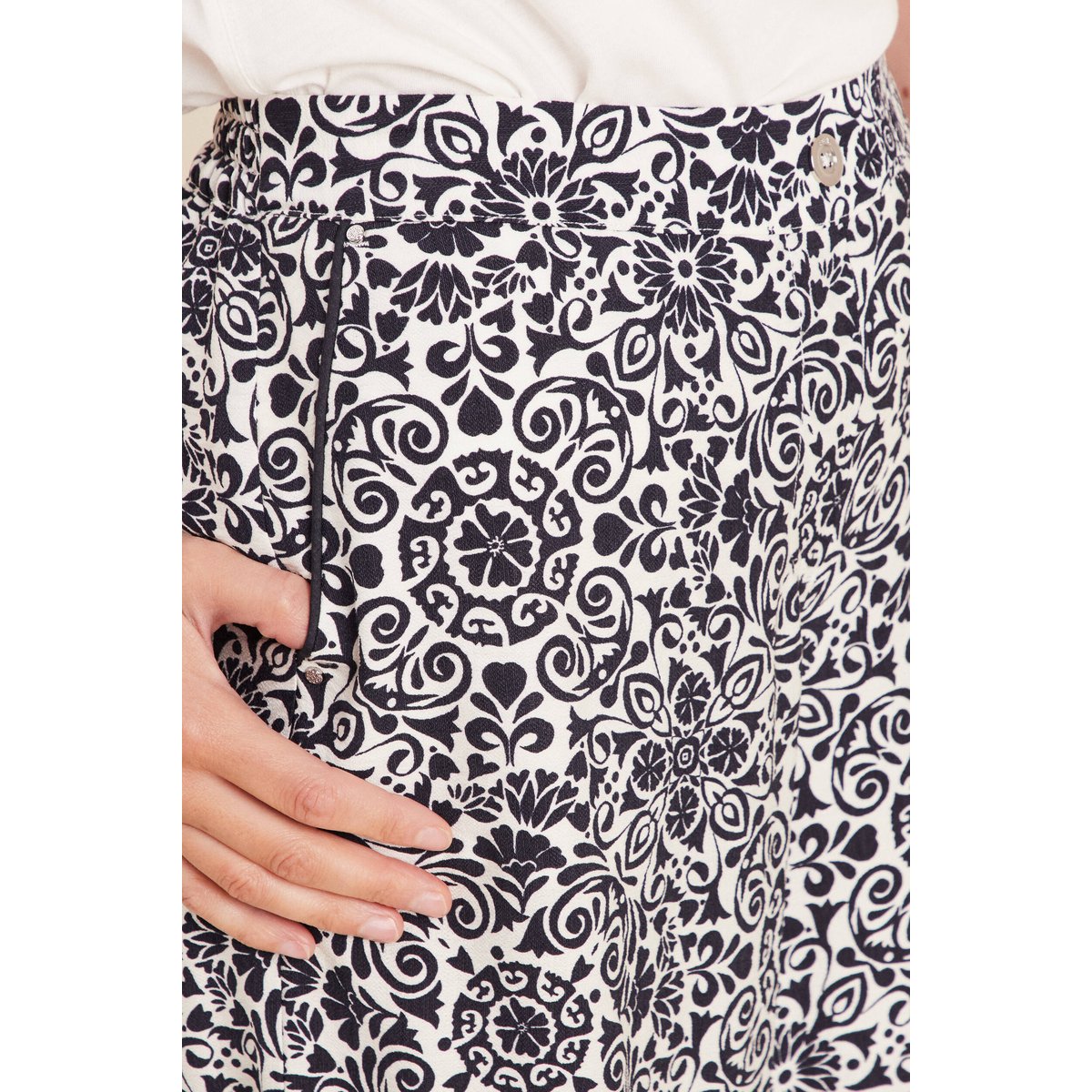 Pantalon 7/8ème taille haute bleu marine, BREAL