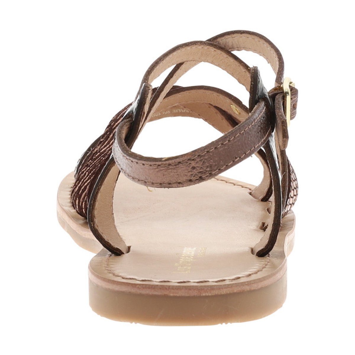 Sandales en cuir chocolat à semelle plate et à boucle à ardillon marron, LES TROPEZIENNES PAR M.BELARBI