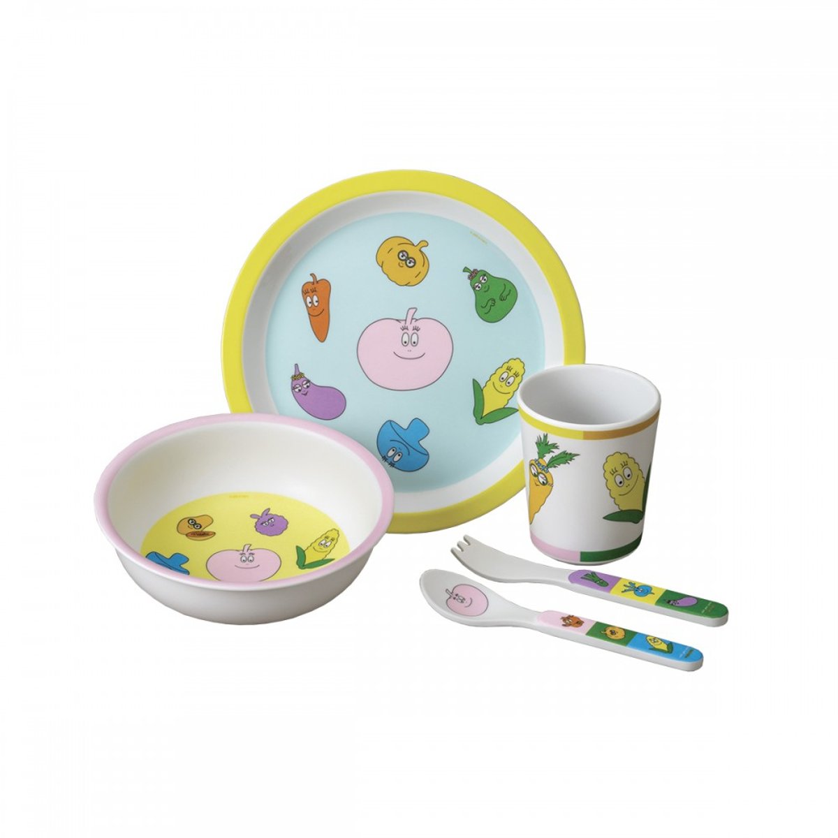 Coffret cadeau 5 pièces BARBAPAPA blanc, vert, rose, bleu, violet, orange, jaune., PETIT JOUR