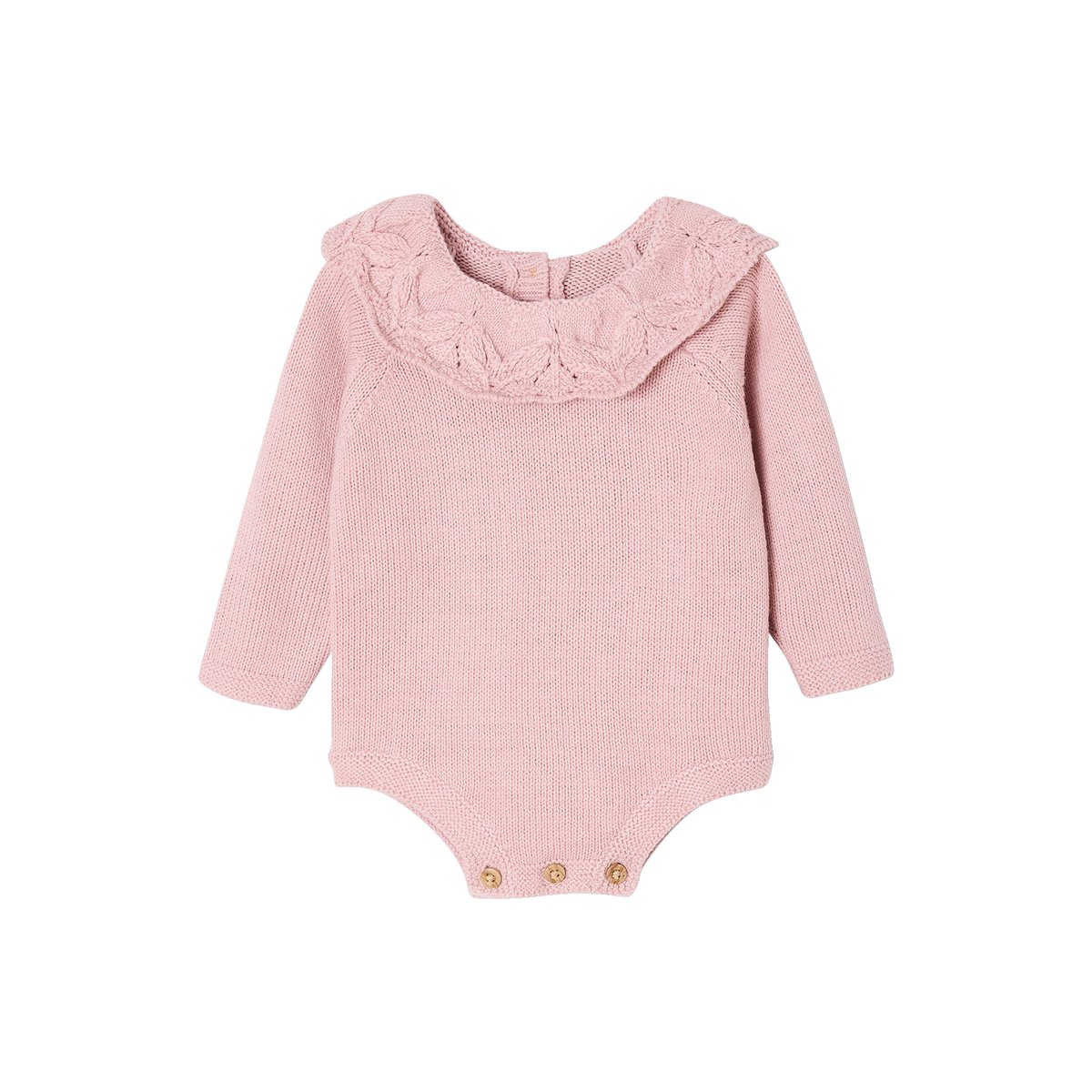 Ensemble naissance barboteuse en tricot et collants mauve, VERTBAUDET