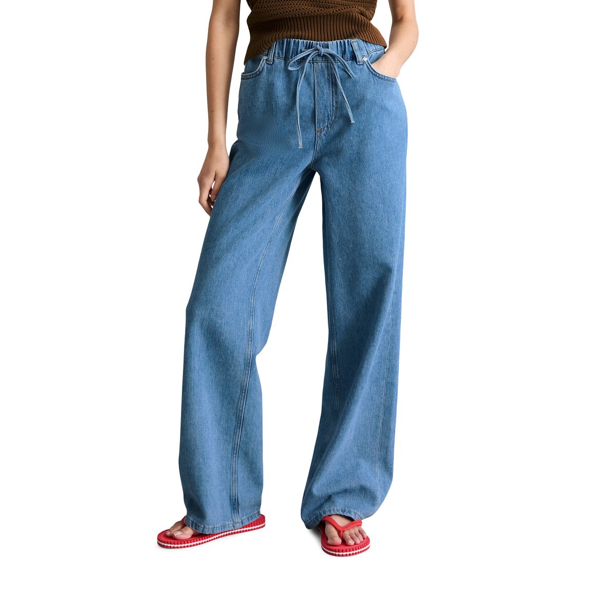 Jeans modèle Tomma large avec ceinture élastique bleu, MARC O’POLO DENIM