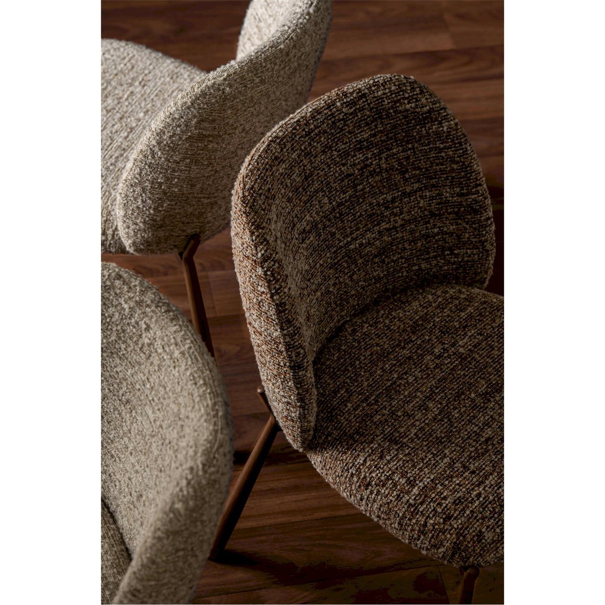 Chaise en tissu bouclé marron chiné, RECOLLECTION