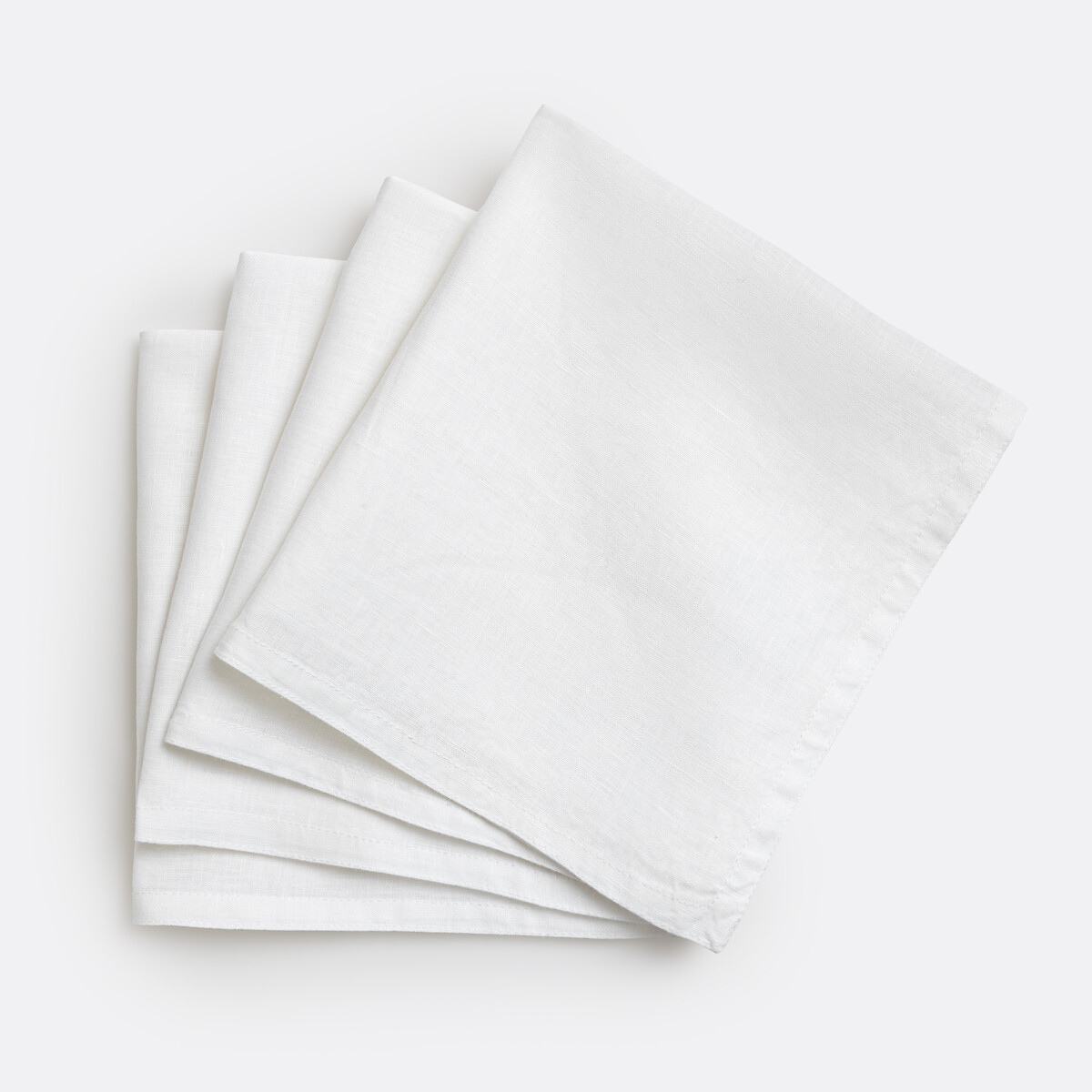 Set of 4 Victorine Best Quality Linen Napkins white, LA REDOUTE INTERIEURS
