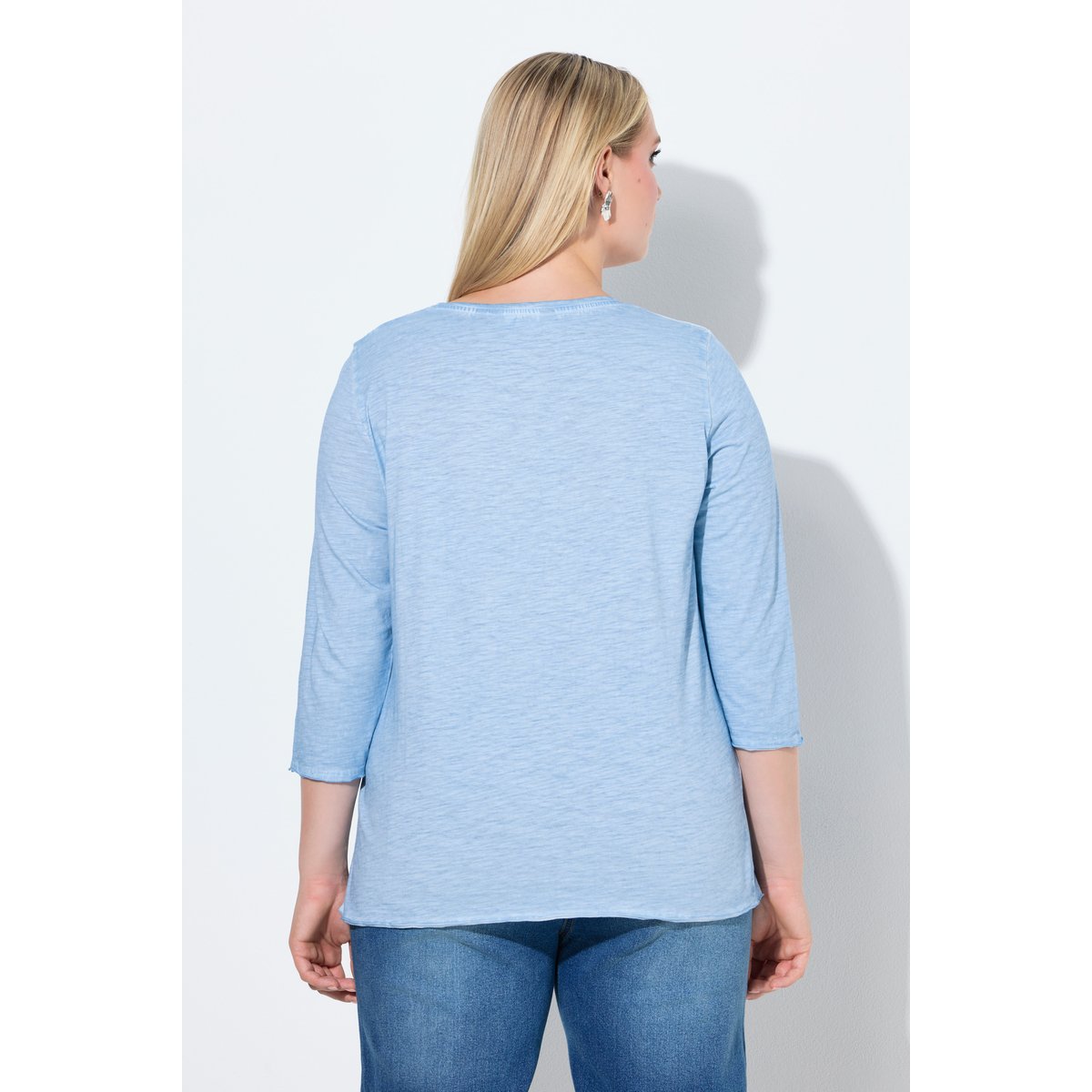 T-shirt avec message, coupe Classic Fit bleu ciel, ULLA POPKEN