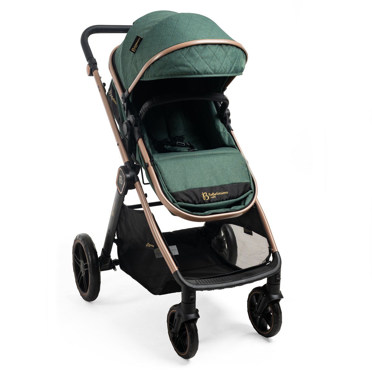 Poussette combinée trio 3 en 1 - siège auto 0+ IRIS – nacelle – dès la naissance – jusqu’à 22kg - vert vert, BEBELISSIMO J'AIME