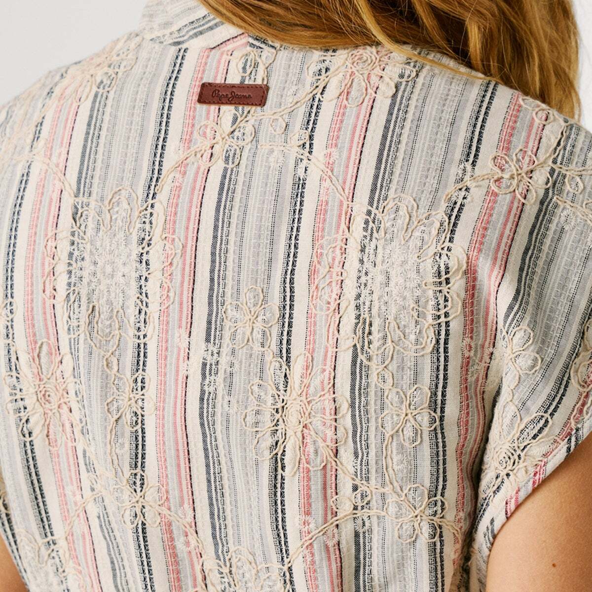 Gilet À Rayures Avec Ceinture blanc, PEPE JEANS