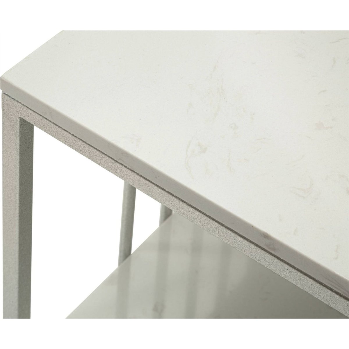 Table basse double plateau effet marbre GLAM argent et blanc, RECOLLECTION