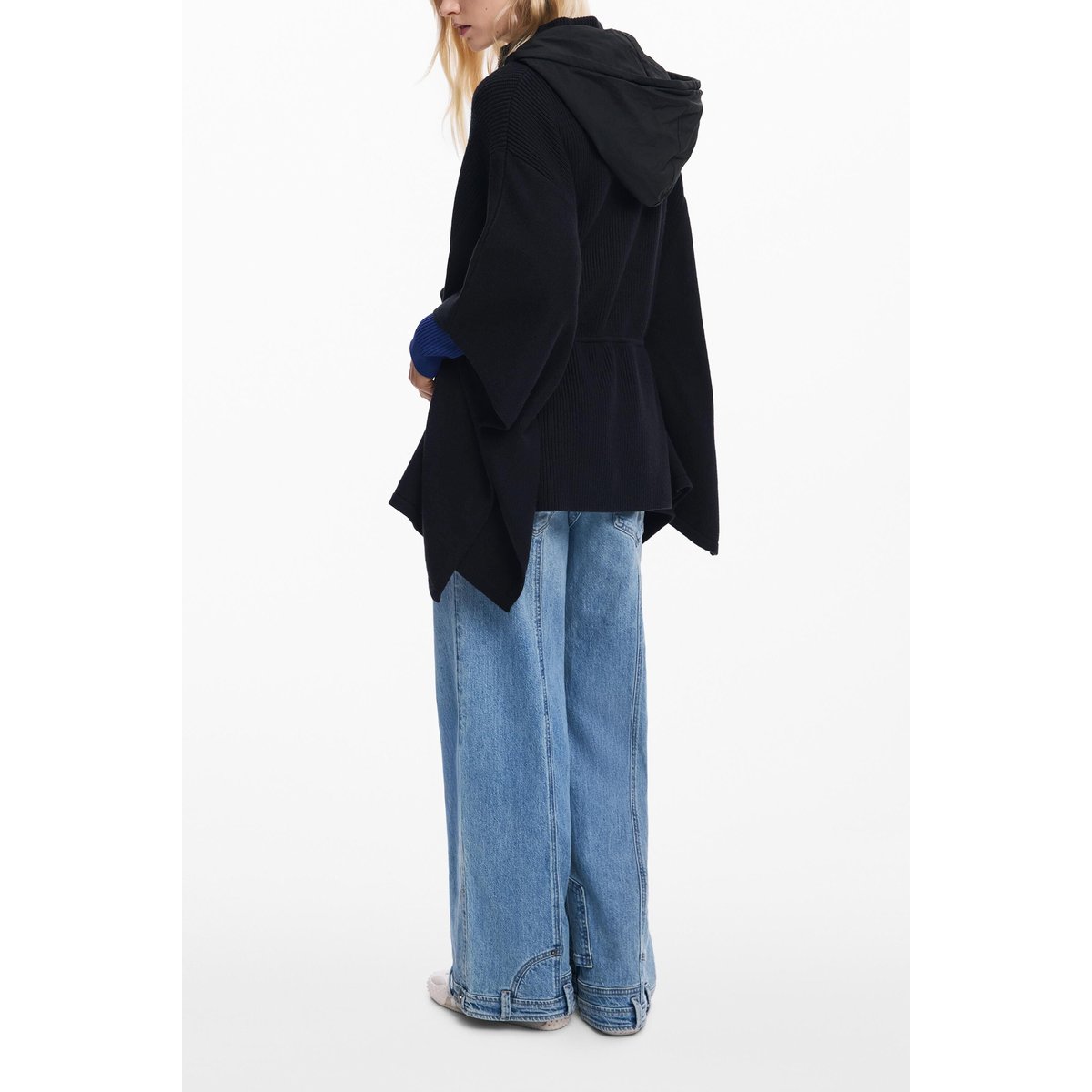Poncho à capuche avec poches noir, DESIGUAL