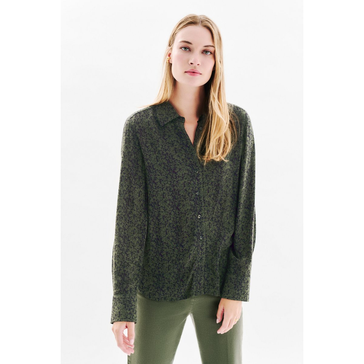 Chemise Coupe droite CLEONY vert kaki, CAROLL