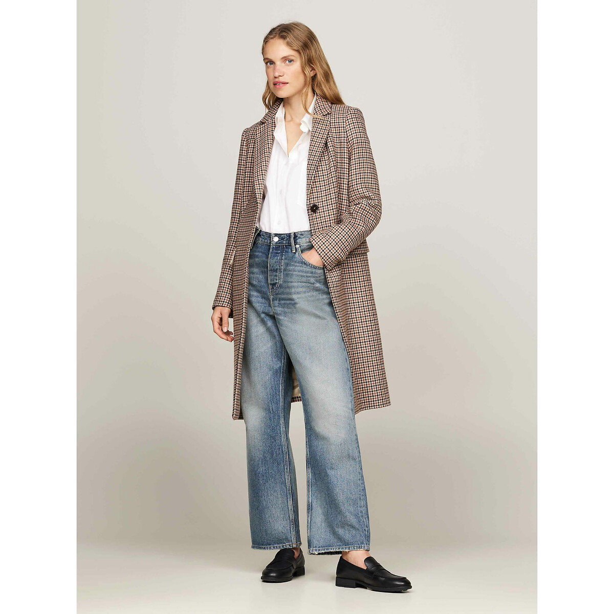Checked Wool Mix Coat grey, TOMMY HILFIGER