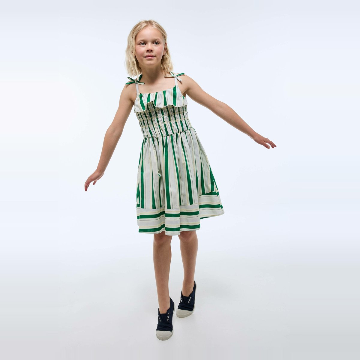 Robe midi à bretelles imprimée en coton eau, MONOPRIX