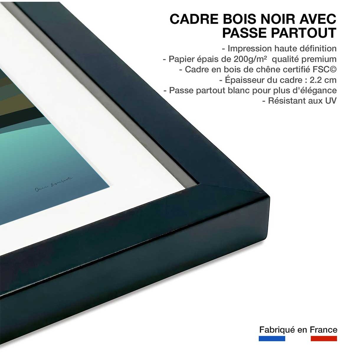 Affiche voyage Fleuve d'Amazonie affiche + cadre en bois - noir, HEXOA