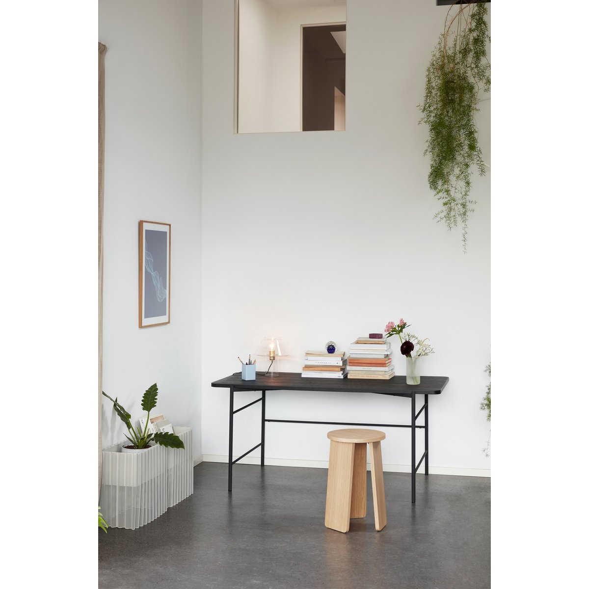 Tabouret en placage de chêne SPLIT naturel, HUBSCH