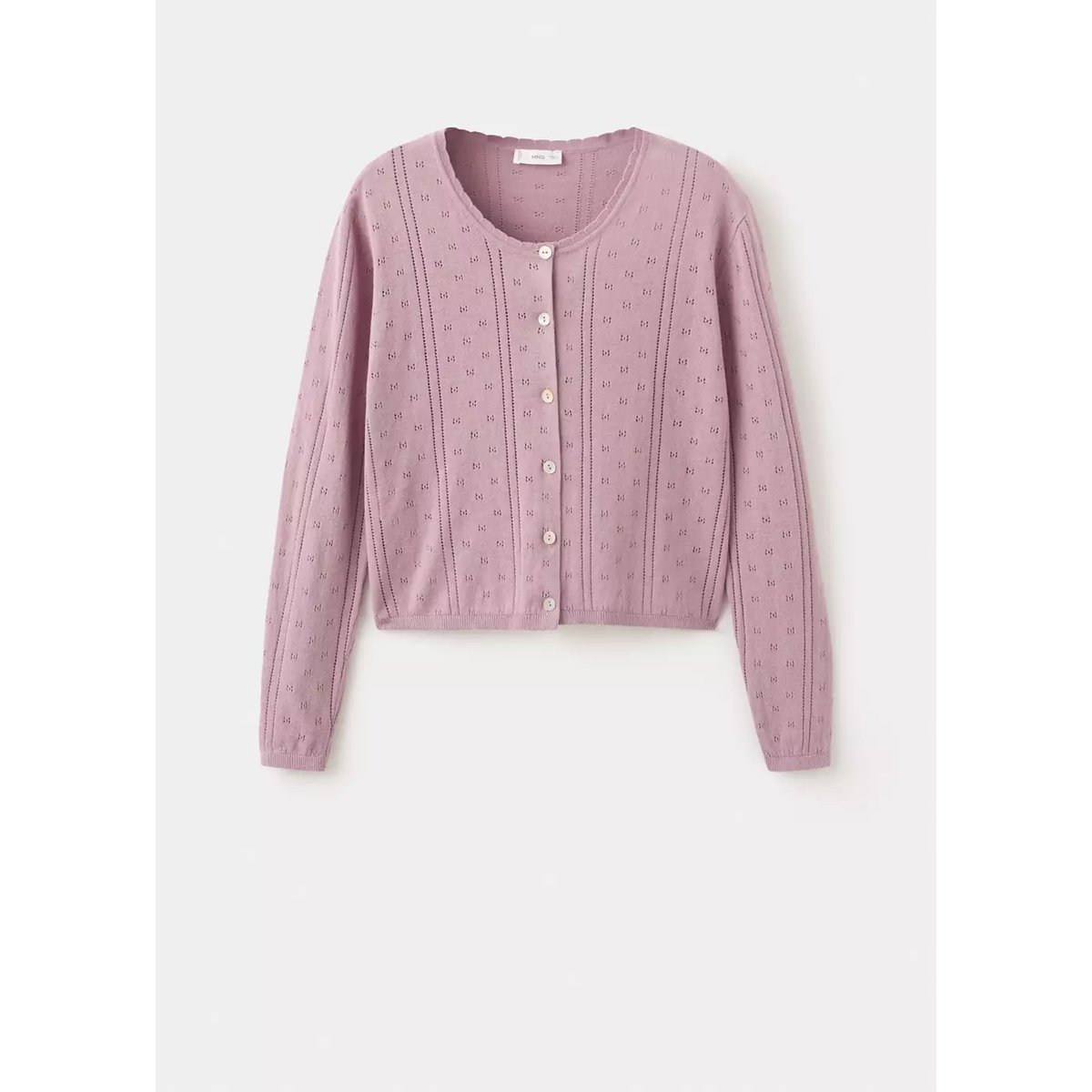 Cardigan maille ajourée rose, MANGO TEEN