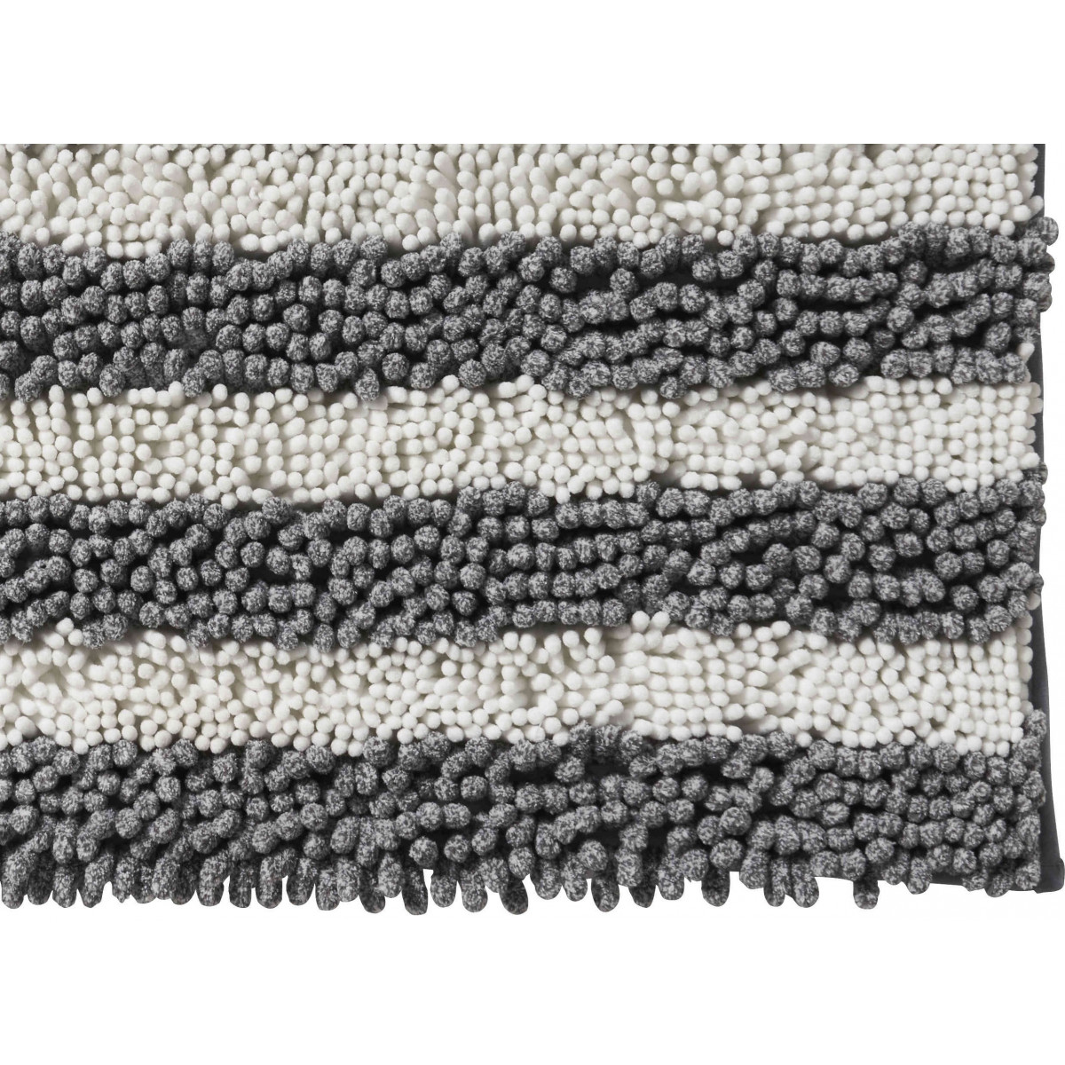 Tapis de bain déco à rayures en polyester OTELLO gris, GUY LEVASSEUR