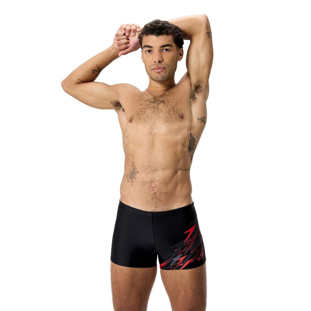Short de bain motif/style abstrait et logo MEDLEY noir / rouge, SPEEDO