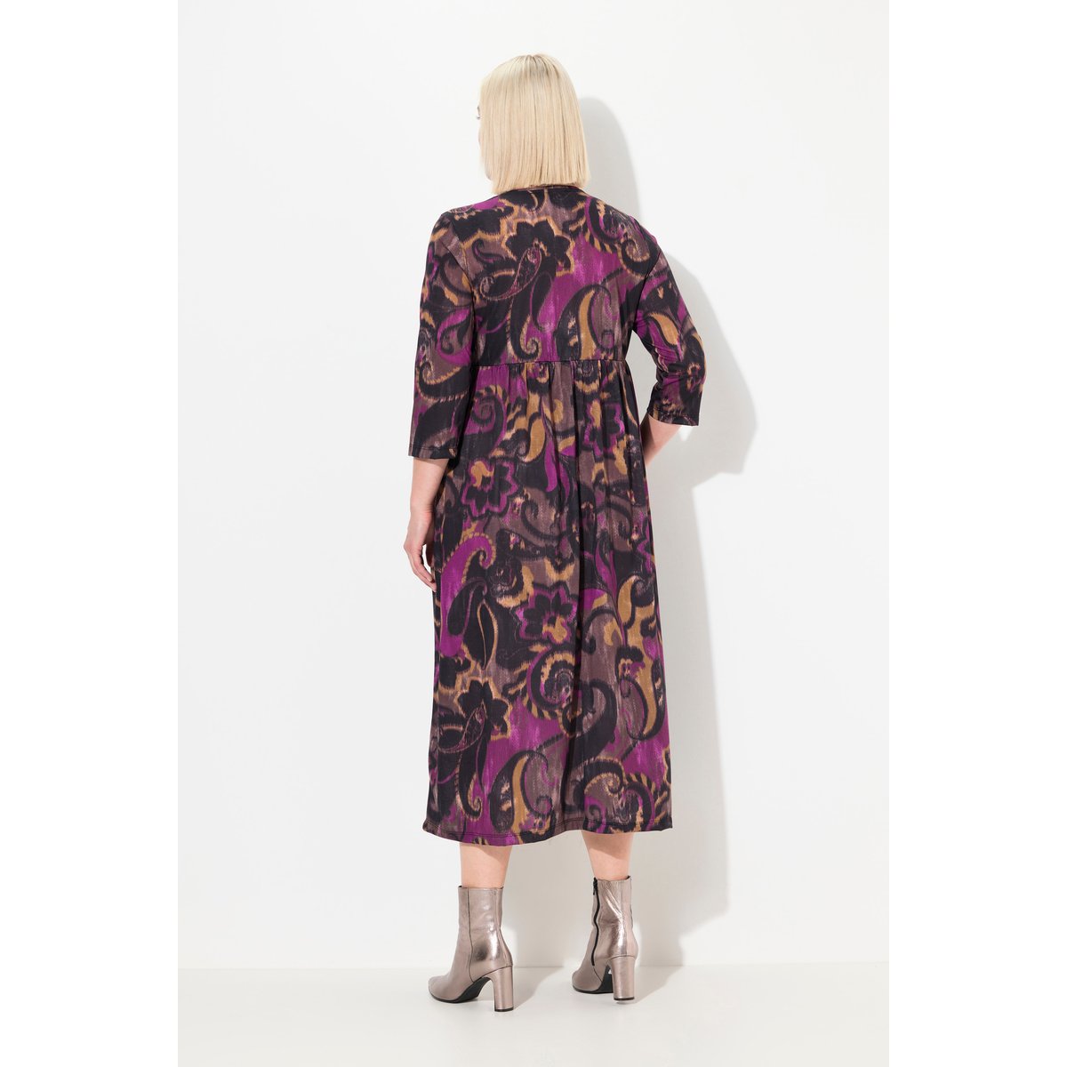 Robe maxi en jersey toucher coton cerise noire, ULLA POPKEN