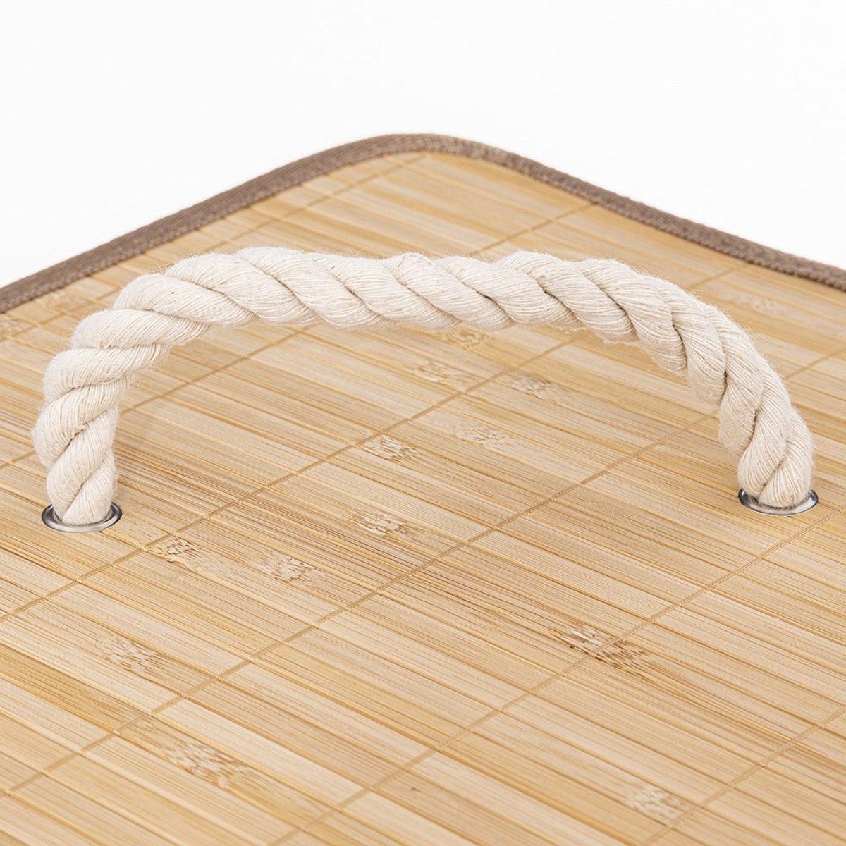 Panier à linge 48L angle bambou beige, ATMOSPHERA