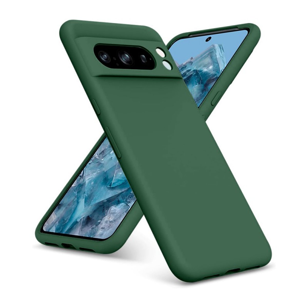 Coque Pixel 8 Pro antichoc + 2 vitres vert, EVETANE