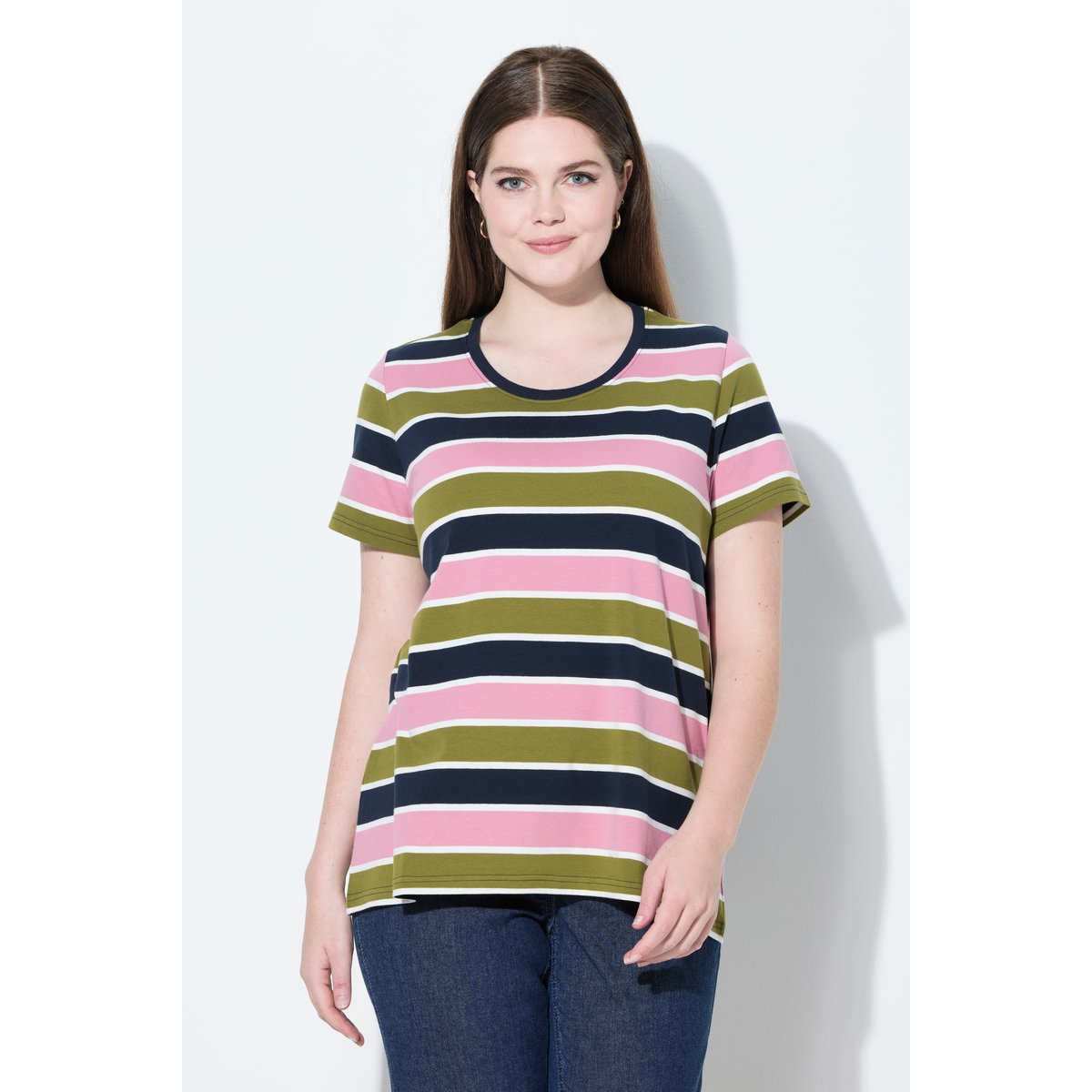 T-shirt en coton bio rayé marine, ULLA POPKEN