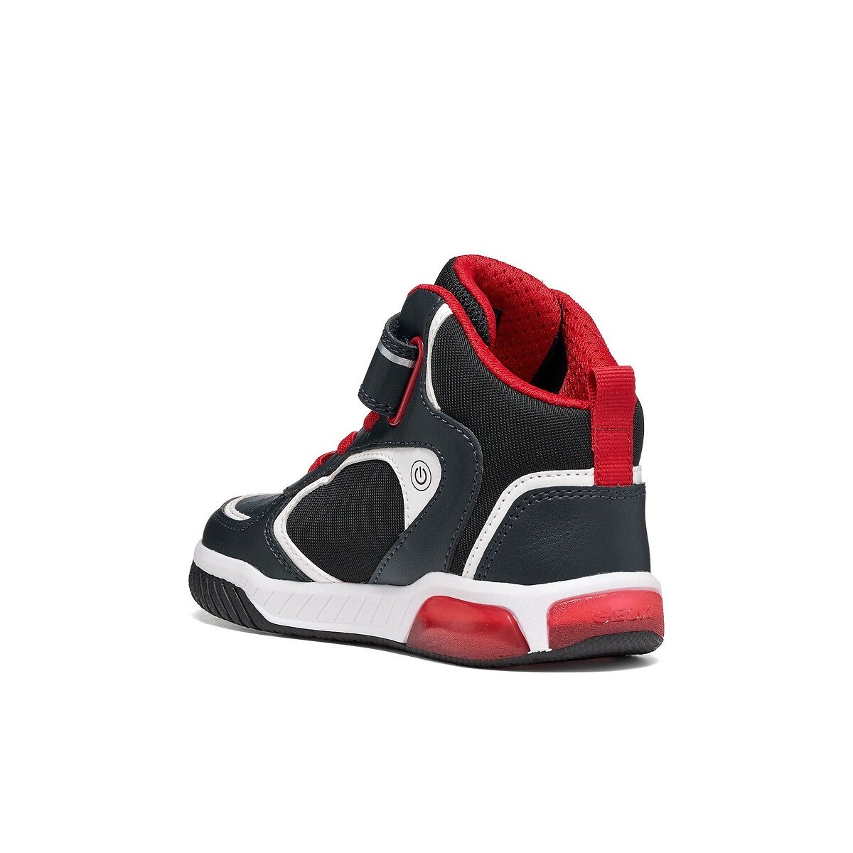 Kids Inek Breathable High Top LED Trainers navy blue/red, GEOX
