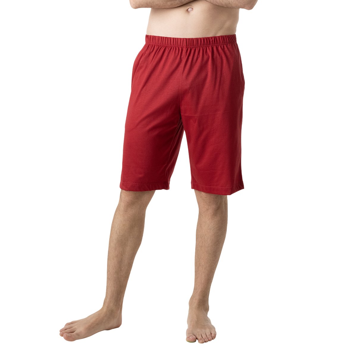 Pyjama court MERCERISE marine imprimé cordage-rouge, EMINENCE