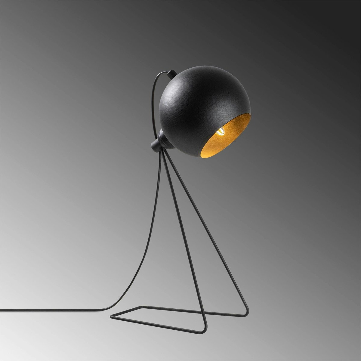 Lampe à poser design noire, abat-jour rond en métal SILE noir, PIER IMPORT
