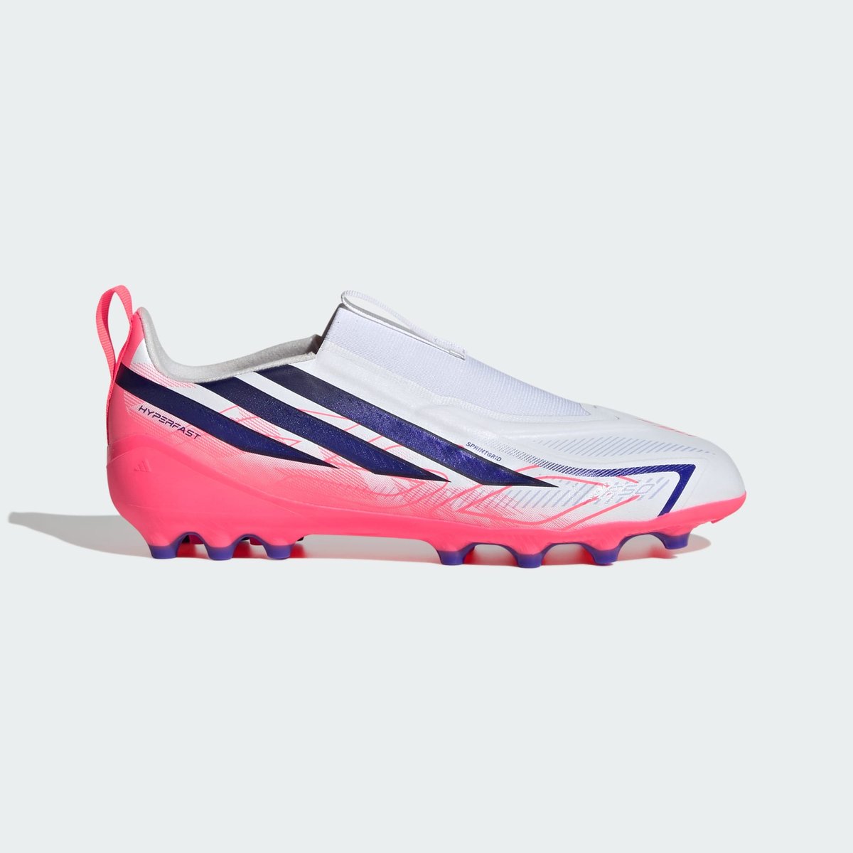 F50 Hyperfast League Laceless Artificial Ground Football Boots Kids F50 Hyperfast League Laceless Artificial Ground Football Boots Kids cloud white / solar purple / solar turbo, adidas Performance
