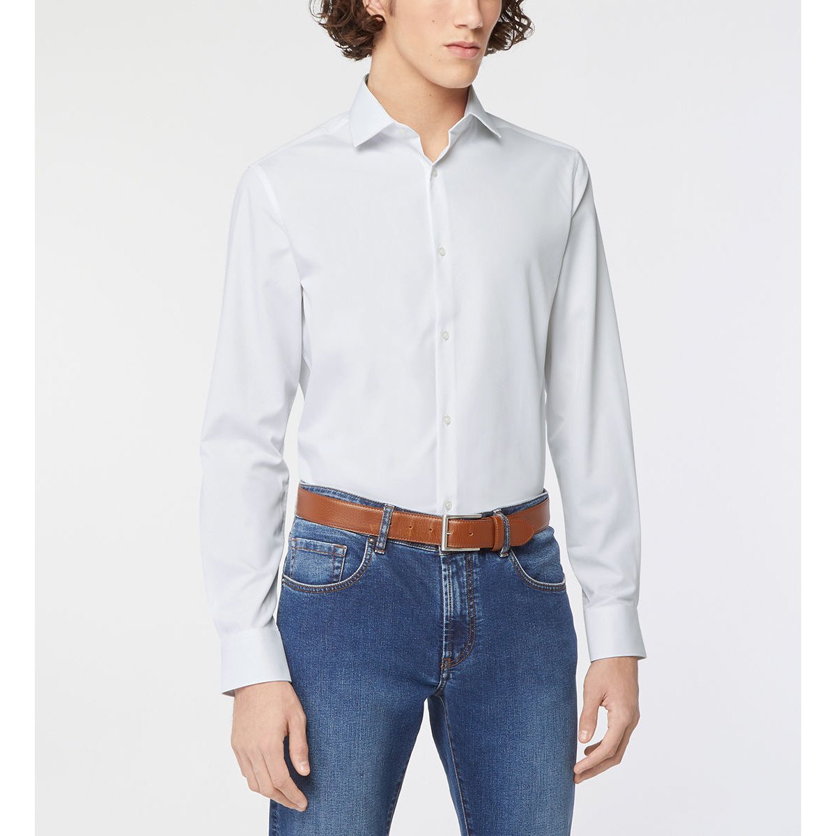 Chemise droite stretch htech blanc, GALERIES LAFAYETTE