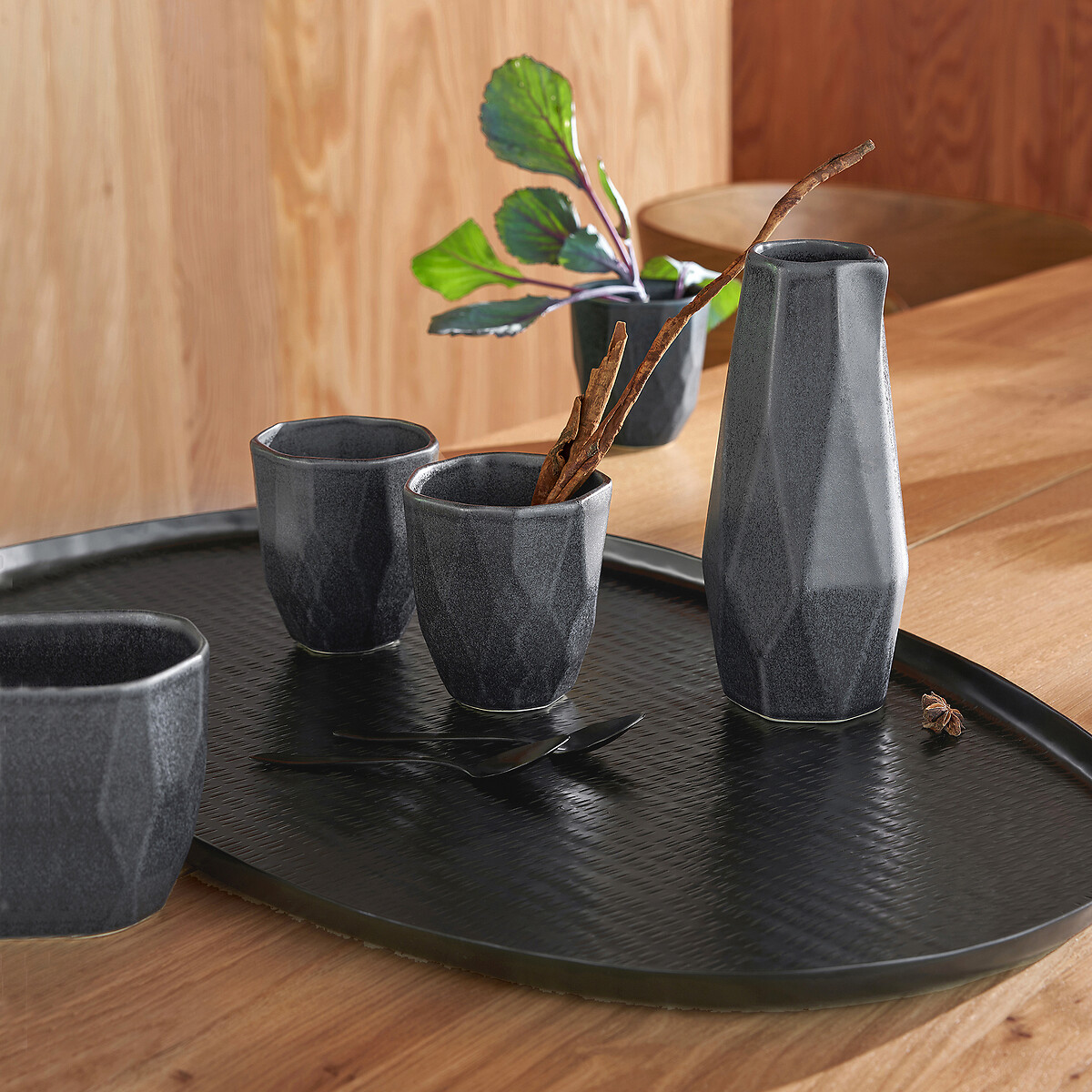 Plateau XXL ovale en métal 71cm Besar noir, AM.PM