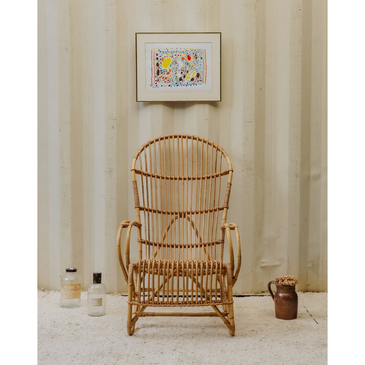 Fauteuil en rotin Ernest N°1046 - Bon état bois clair, DEBONGOUT