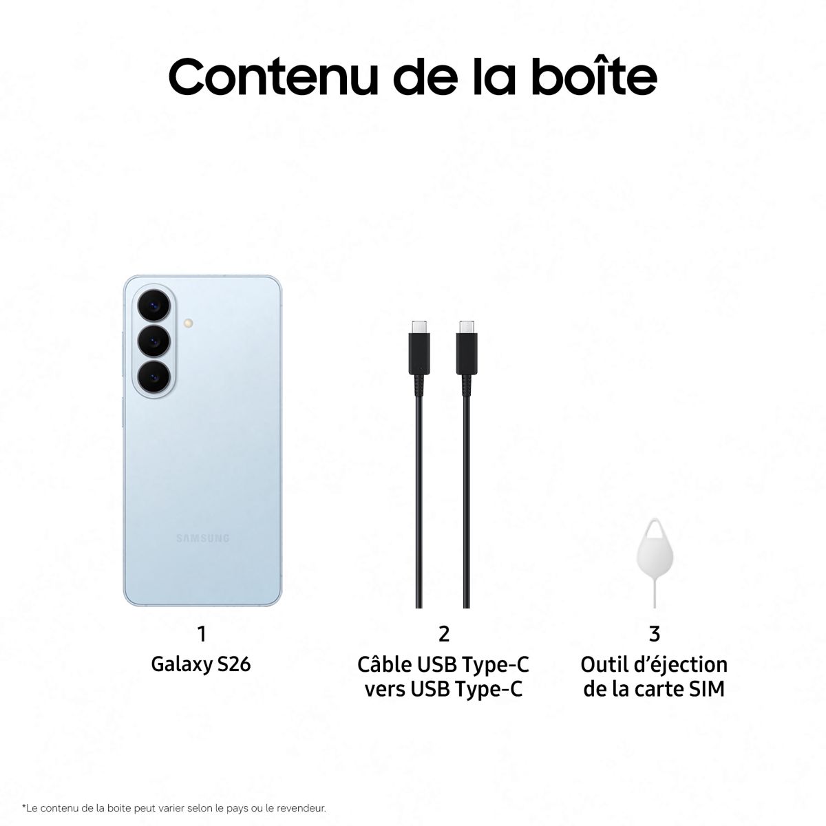 Smartphone Galaxy S26 5G 256Go Bleu couleur unique, SAMSUNG