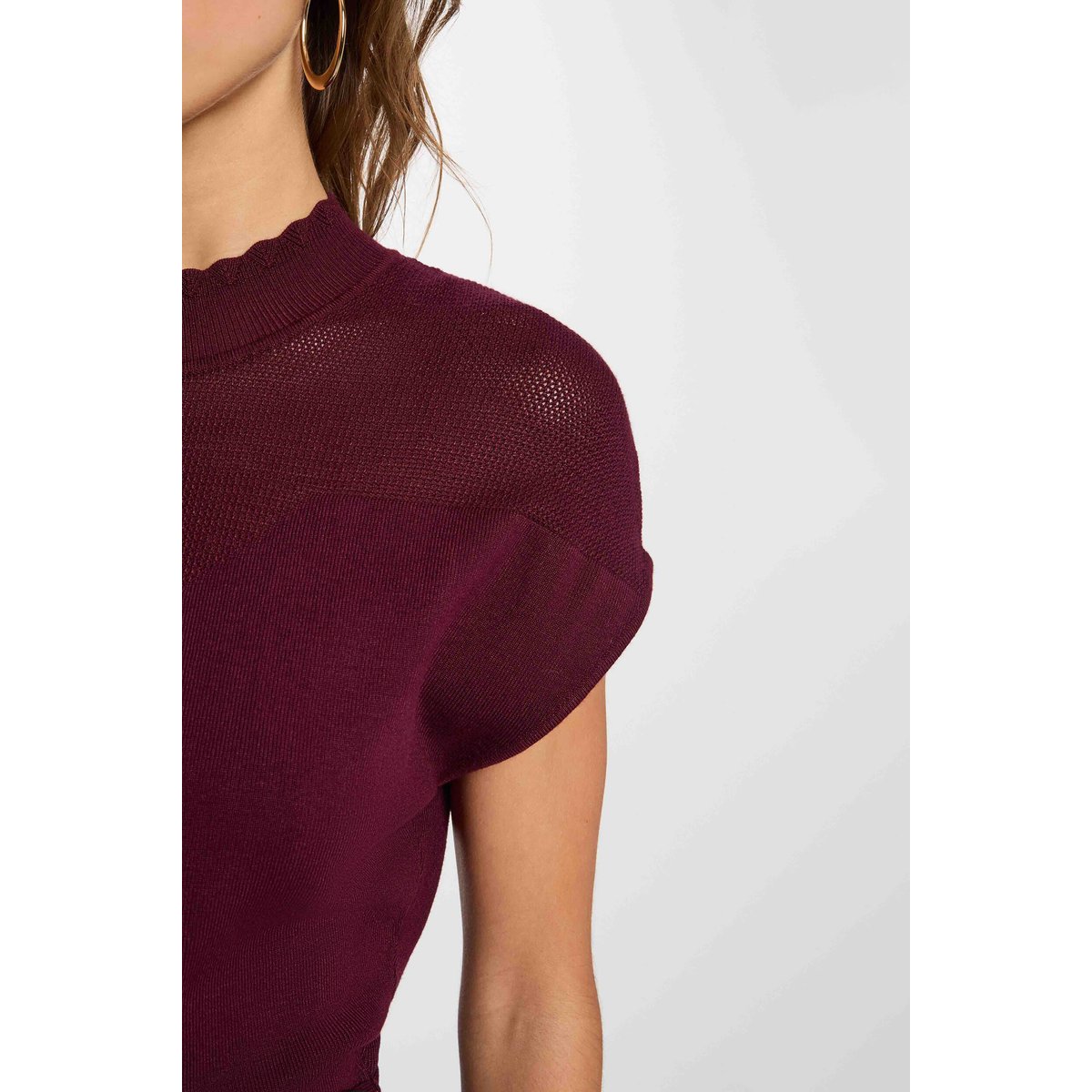 Robe tricot manches courtes prune, MORGAN