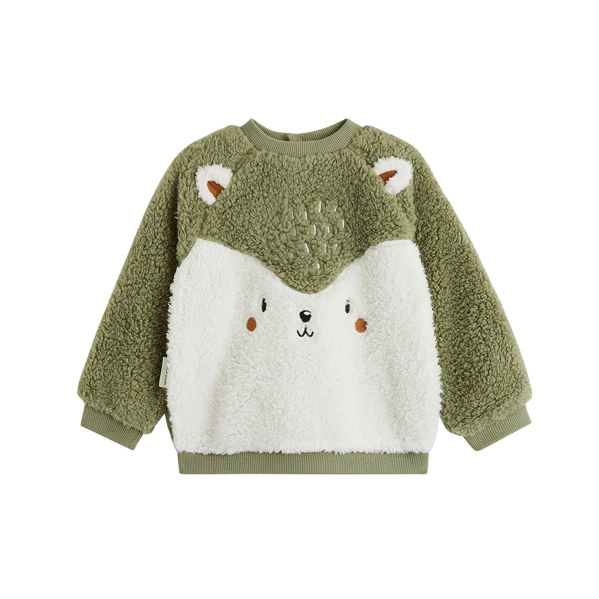 Sweat-shirt bébé en sherpa Ginkgo vert, PETIT BEGUIN