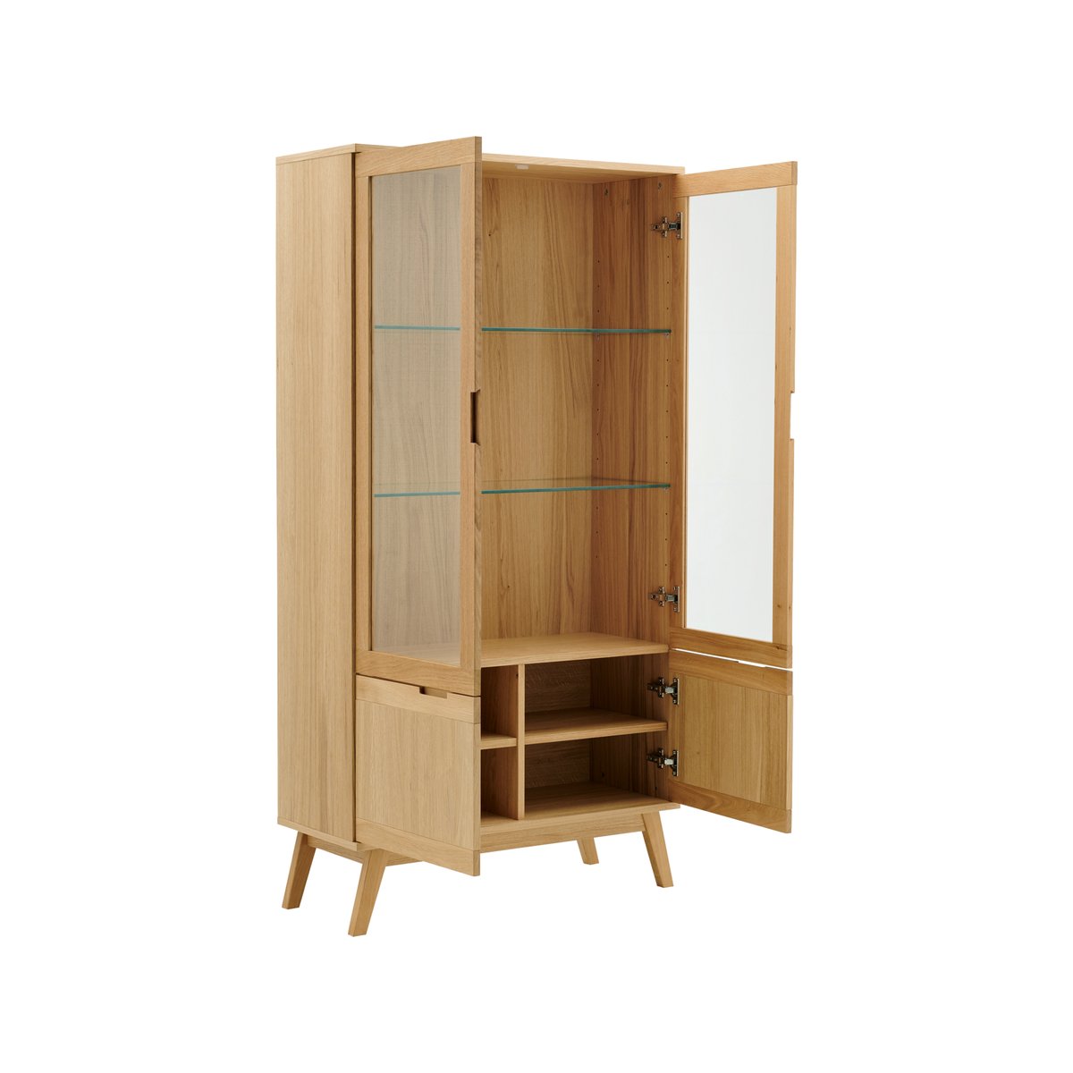 Meuble vitrine 4 portes - ADELE bois clair, CAMIF