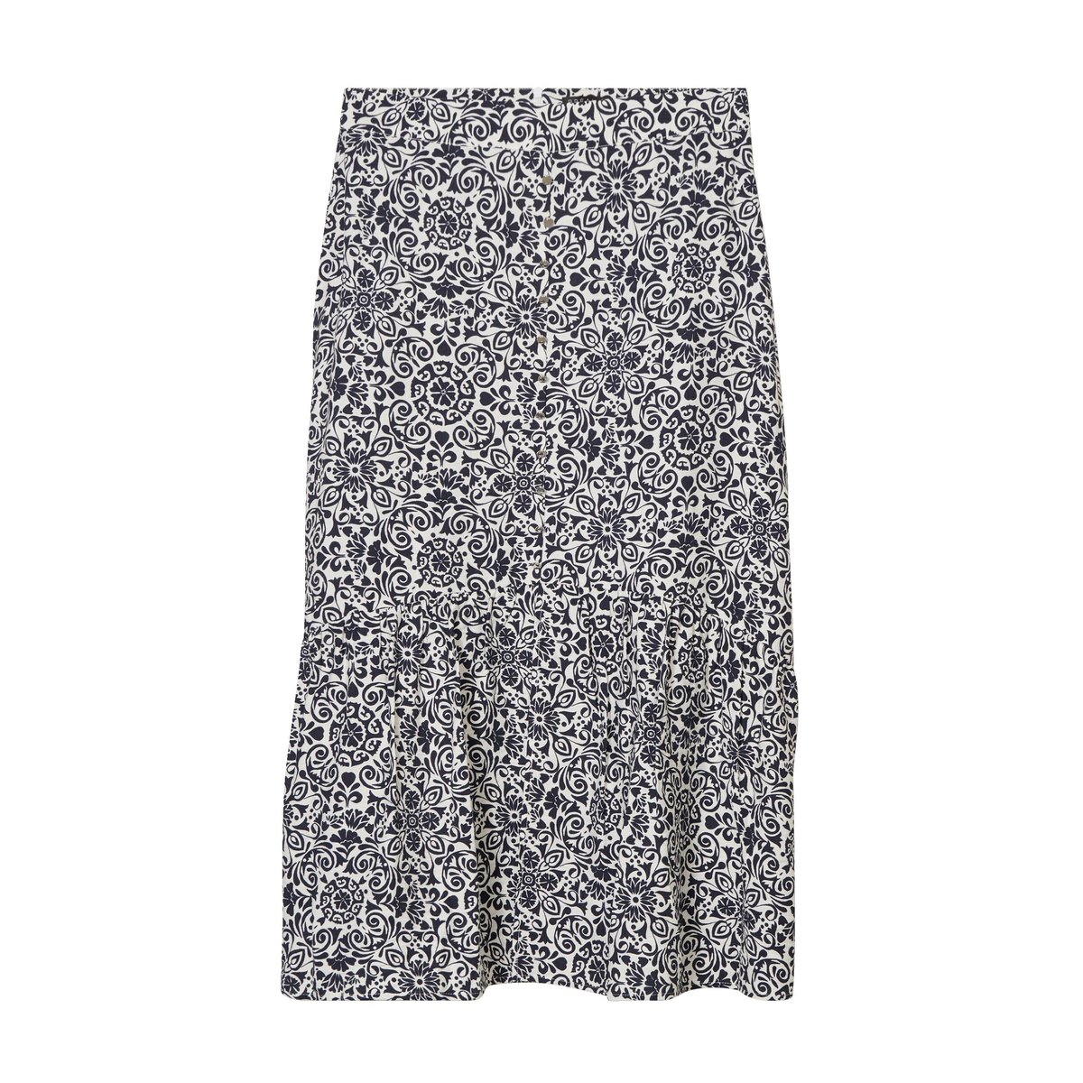 Jupe midi droite satin bleu marine, BREAL