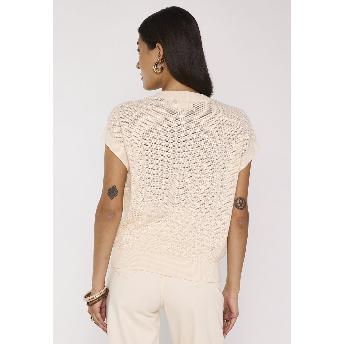Gilet à manches courtes en coton ALMA creme, Maison 123